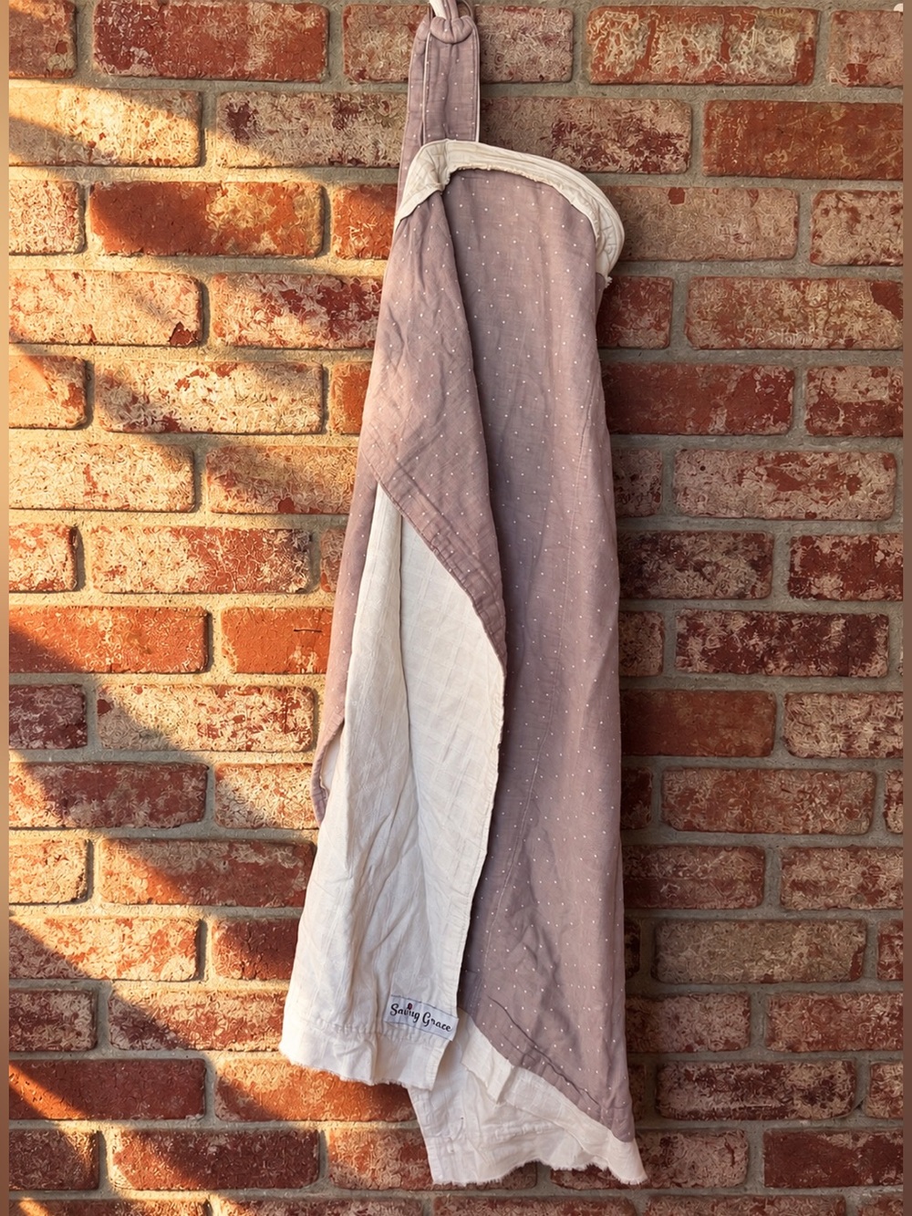 Saving Grace Ring Sling Full Wrap Apron Purple Pin-Dot Cloud Wash Gauze